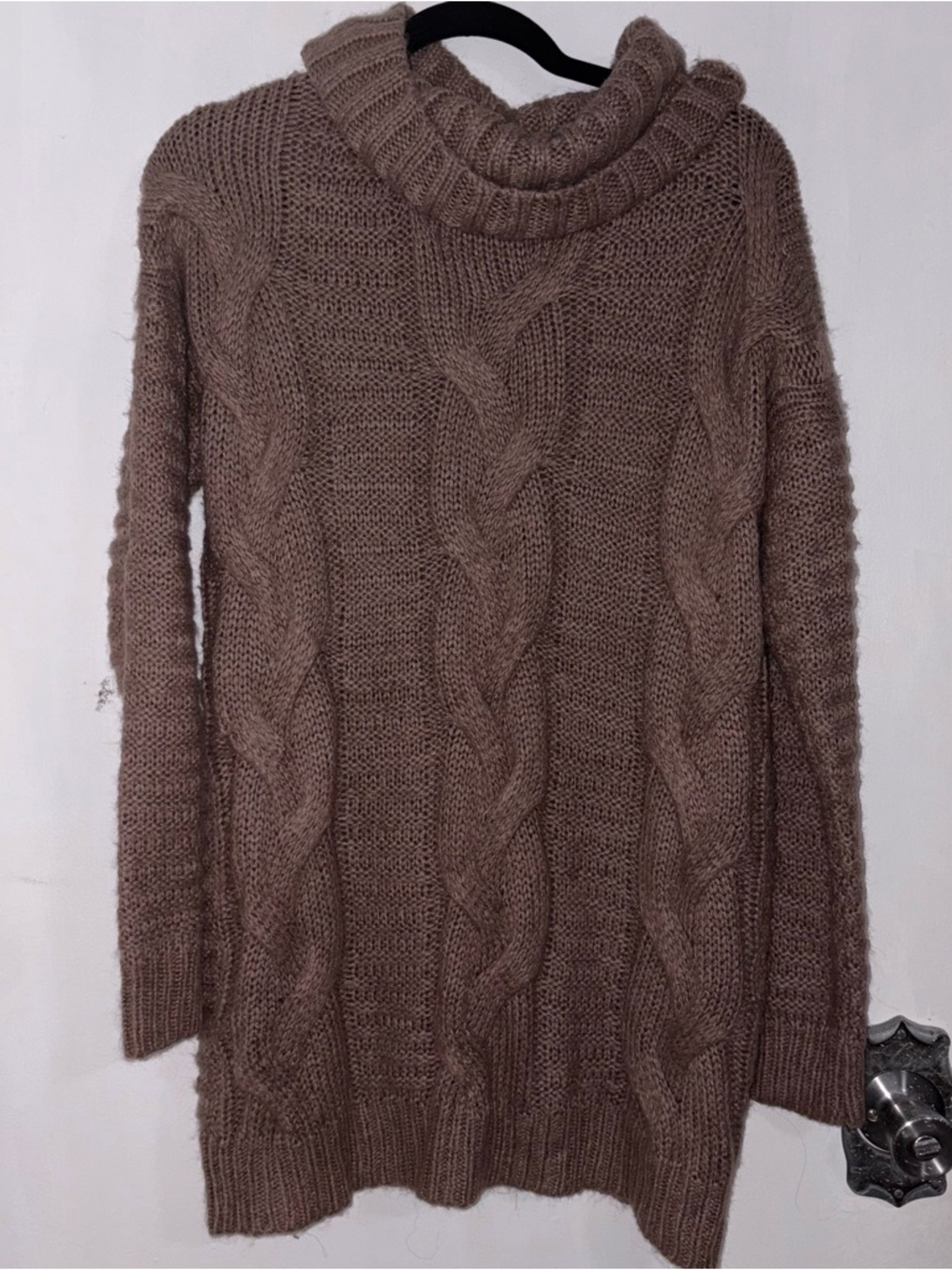 Charlotte Russe Chunky Cable Turtleneck Sweater in Taupe Brown
